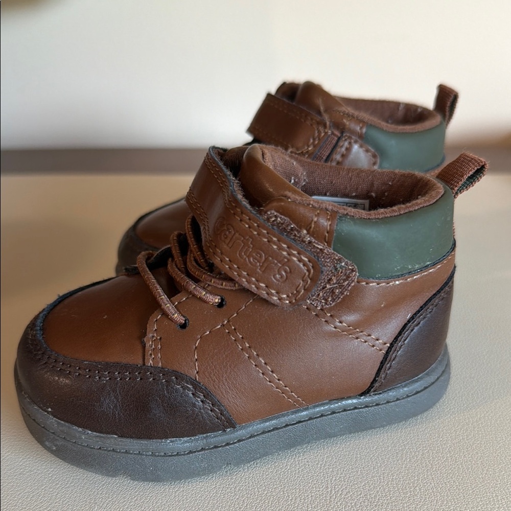 Carter's Luca Brown & Green Toddler Ankle Boots - Kids Shoes